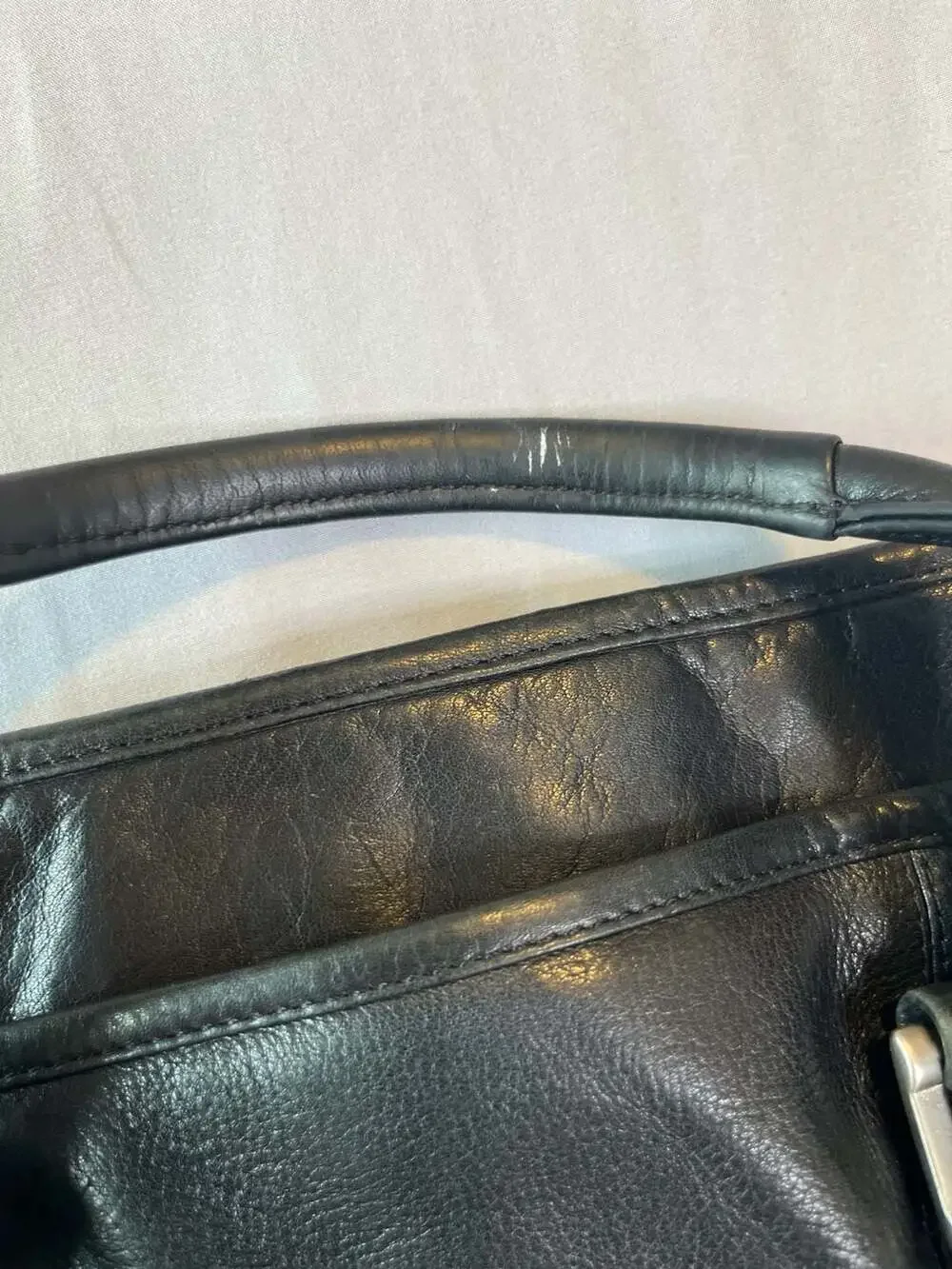 Vintage 80s Bill Blass Black Leather Laptop Messenger or Shoulder Bag